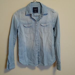 Light blue jean like button up top
